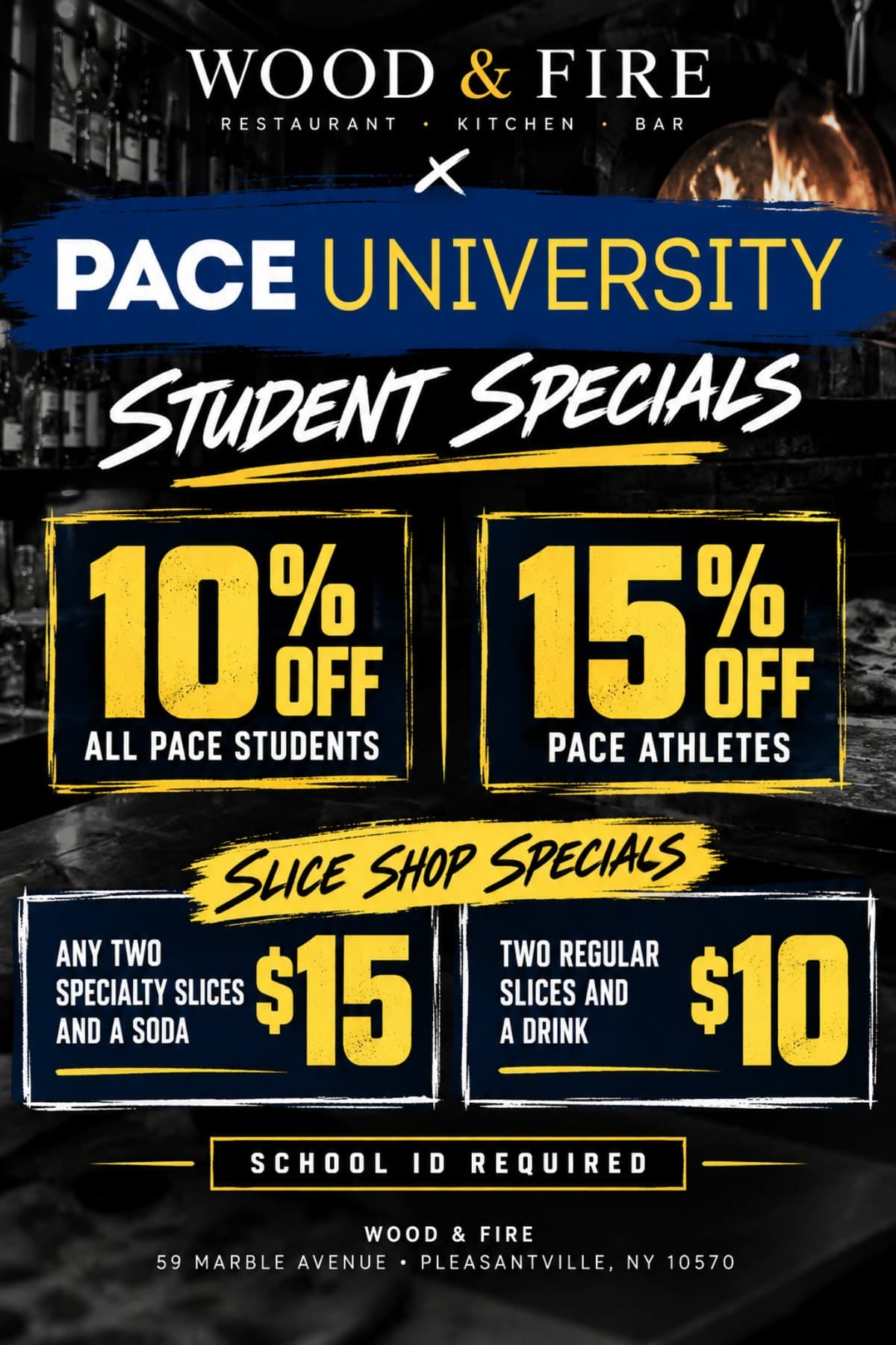 Pace University Student Specials flyer