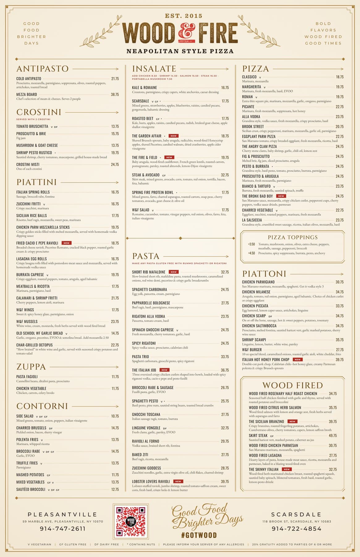 Dinner Menu menu, front